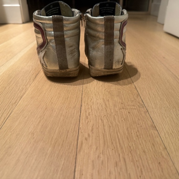 Golden Goose women's high top 'slide' style silver with purple/maroon size 39 - Picture 8 of 10